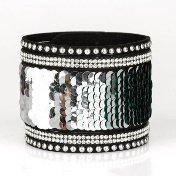 MERMAIDS Have More Fun Green Sequin Bracelet - Picture 2 of 2